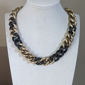 Chico's Goldtone and Black Chunky Chain Necklace